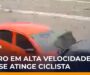 Veja Video – Ciclista escapa por pouco de acidente com carro em alta velocidade; veja