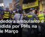 Vendedora ambulante é agredida por PMs na rua 25 de Março, em São Paulo