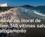 Veja Vídeo – Bombeiros salvam 340 pessoas de afogamento no litoral de São Paulo durante o Carnaval